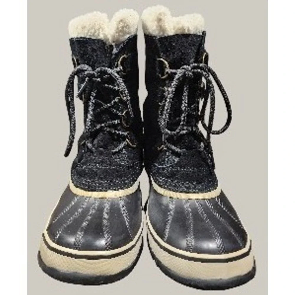 Sorel Caribou Waterproof Winter‎ Snow Boots Womens 9.5 Black Sherpa Lined 9.5